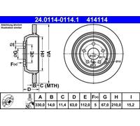 2x Brake disc solid 24.0114-0114.1 ATE for MERCEDES-BENZ R-CLASS M-CLASS