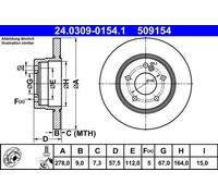 ATE PowerDisc Brake disc 24.0309-0154.1 278,0 9,0 5 112,0 solid Coated MERCEDES-BENZ: C-Class Saloon, C-Class Coupe, C-Class T-modell