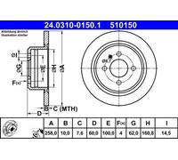 2x Brake disc solid 24.0310-0150.1 ATE for BMW 3 3 Touring 3 Convertible