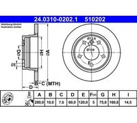 ATE PowerDisc Brake Disc 24.0310-0202.1 280mm Solid Coated High-Carbon 5x120 for BMW 3 Series