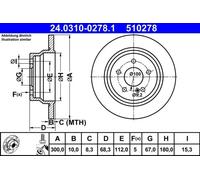 2x Brake disc solid 24.0310-0278.1 ATE for MERCEDES-BENZ CLS E-CLASS