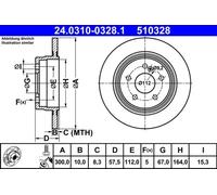 2x Brake disc solid 24.0310-0328.1 ATE for MERCEDES-BENZ C-CLASS T-Model C-CLASS