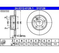 ATE Front Brake Disc BMW 3 E36/Z3 34111160673 34116757750 Solid 24.0312-0126.1 (Pair)