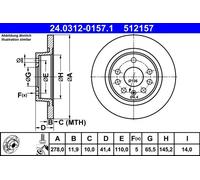 ATE Brake Disc 24.0312-0157.1 - Solid - Fits SAAB 9-3/9-3X, FIAT Croma, OPEL Vectra C - 2x