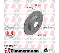 2x Brake disc solid 280.3186.52 ZIMMERMANN for HONDA CIVIC VIII Hatchback