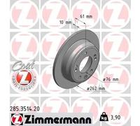 2x Brake disc solid 285.3514.20 ZIMMERMANN for KIA HYUNDAI