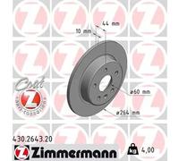 2x Brake disc solid 430.2643.20 ZIMMERMANN for OPEL ASTRA K