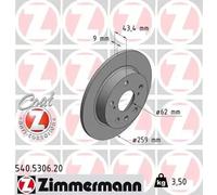 2x Brake disc solid 540.5306.20 ZIMMERMANN for SUZUKI SWIFT III SX4 S-CROSS