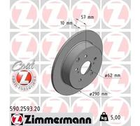 2x Brake disc solid 590.2593.20 ZIMMERMANN for TOYOTA COROLLA Verso