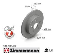 2x Brake disc solid 590.2845.20 ZIMMERMANN for TOYOTA PRIUS PLUS MIRAI