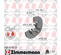 2x Brake disc solid 600.1599.20 ZIMMERMANN for VW SEAT