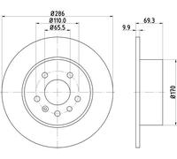 2x Brake disc solid 8DD 355 104-701 HELLA for SAAB OPEL