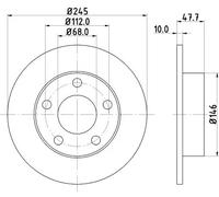 2x Brake disc solid 8DD 355 105-681 HELLA for AUDI VW