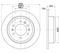 2x Brake disc solid 8DD 355 114-041 HELLA for KIA SEDONA Mk II