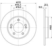 2x Brake disc solid 8DD 355 126-501 HELLA for HYUNDAI KIA