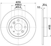 2x Brake disc solid 8DD 355 134-831 HELLA for MAZDA MX-5 IV MX-5 RF Targa