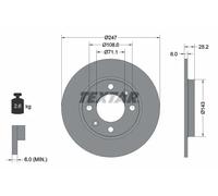 2x Brake disc solid 92055003 TEXTAR for CITROËN PEUGEOT