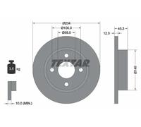 2x Brake disc solid 92063300 TEXTAR for NISSAN MICRA II