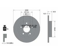2x Brake disc solid 92091203 TEXTAR for MERCEDES-BENZ A-CLASS