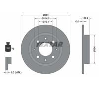 2x Brake disc solid 92104300 TEXTAR for KIA CLARUS CLARUS Estate CARENS I MPV