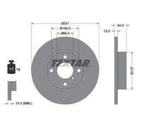 2x Brake disc solid 92110803 TEXTAR for OPEL SUZUKI