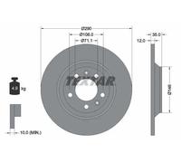 2x Brake disc solid 92129603 TEXTAR for CITROËN PEUGEOT
