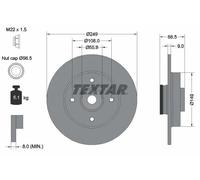 2x Brake disc solid 92133303 TEXTAR for PEUGEOT CITROËN