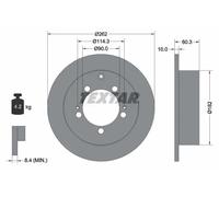 2x Brake disc solid 92136103 TEXTAR for MITSUBISHI CHRYSLER