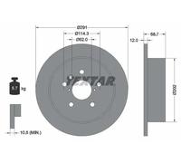 2x Brake disc solid 92144203 TEXTAR for TOYOTA PREVIA / ESTIMA II AVENSIS VERSO