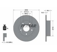 2x Brake Discs Rear Solid Coated 260mm Diameter For Honda Accord TEXTAR 92144603