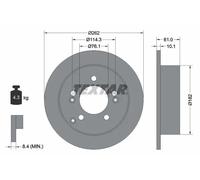 2x Brake disc solid 92156803 TEXTAR for HYUNDAI KIA