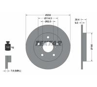 2x Brake disc solid 92164103 TEXTAR for TOYOTA COROLLA Saloon AURIS