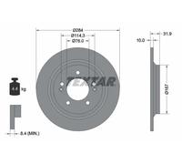 2x Brake disc solid 92293103 TEXTAR for KIA HYUNDAI