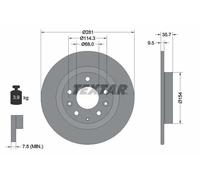 2x Brake disc solid 92293703 TEXTAR for MAZDA CX-3