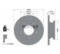 2x Brake disc solid 92316903 TEXTAR for FORD TOURNEO CUSTOM V362 Bus