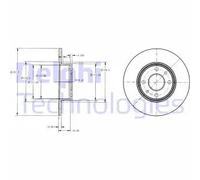 2x Brake disc solid BG2322 DELPHI for ALFA ROMEO FIAT LANCIA