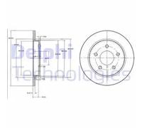 2x Brake disc solid BG2332 DELPHI for FORD LANCIA
