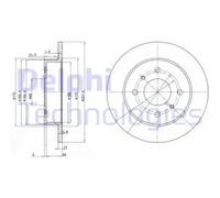 Delphi BG2633 2x Brake Discs Rear 258mm Outer Diameter For Nissan Almera Primera