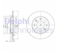 2x Brake disc solid BG2800 DELPHI for CITROËN PEUGEOT