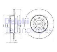 2x Brake disc solid BG3262 DELPHI for ROVER MG