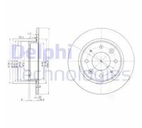 2x Brake disc solid BG3336 DELPHI for KIA CLARUS CLARUS Estate CARENS I MPV