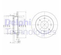 2x Brake disc solid BG3337 DELPHI for HYUNDAI AMICA / ATOZ