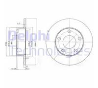 2x Brake disc solid BG3381 DELPHI for AUDI VW