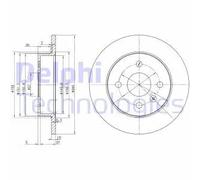 Delphi Rear Plain Brake Disc Set for Chevrolet Corsa B Hatchback Vauxhall BG3403