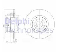 2x Brake disc solid BG3420 DELPHI for ALFA ROMEO 156 156 Sportwagon 147