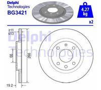 2x Brake disc solid BG3421 DELPHI for CITROËN PEUGEOT
