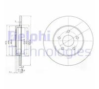 2x Brake disc solid BG3663C DELPHI for FORD JAGUAR