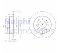 x2 Rear Brake Disc Delphi BG4017 Fits Kia Cerato Solid Outer Ø 258mm