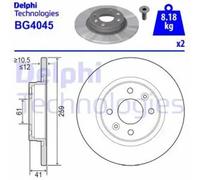 x2 Brake Disc Delphi BG4045 Fits Dacia Renault Smart Logan Sandero Logan/Stepway