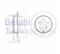 2x Brake disc solid BG4051 DELPHI for TOYOTA COROLLA Verso